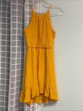 BCX Yellow Sundress High-Neck Ruffle Hem Dress